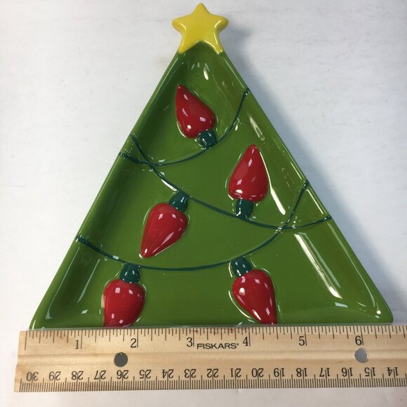 Hallmark Christmas Tree Ceramic Plate Festive Lights Design Holiday Serving Dish - Picture 3 of 4